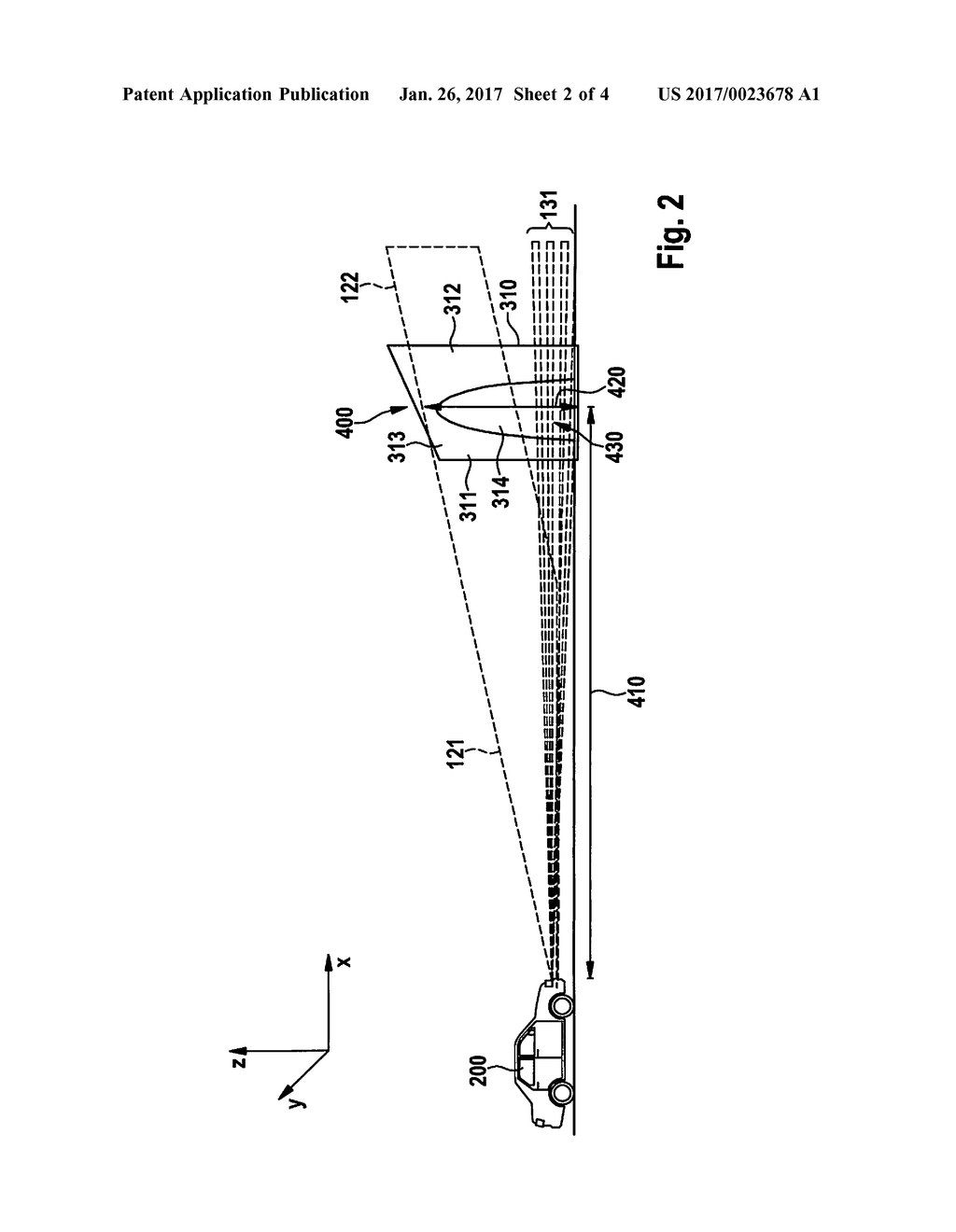 SENSOR SYSTEM FOR A VEHICLE FOR DETECTING BRIDGES OR TUNNEL ENTRANCES - diagram, schematic, and image 03