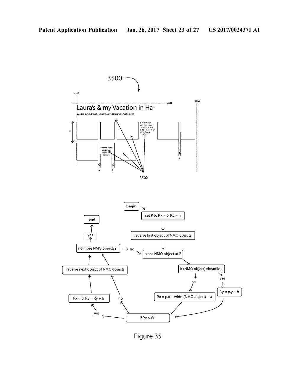 NARRATIVE-BASED MEDIA ORGANIZING SYSTEM FOR TRANSFORMING AND MERGING     GRAPHICAL REPRESENTATIONS OF DIGITAL MEDIA WITHIN A WORK AREA - diagram, schematic, and image 24