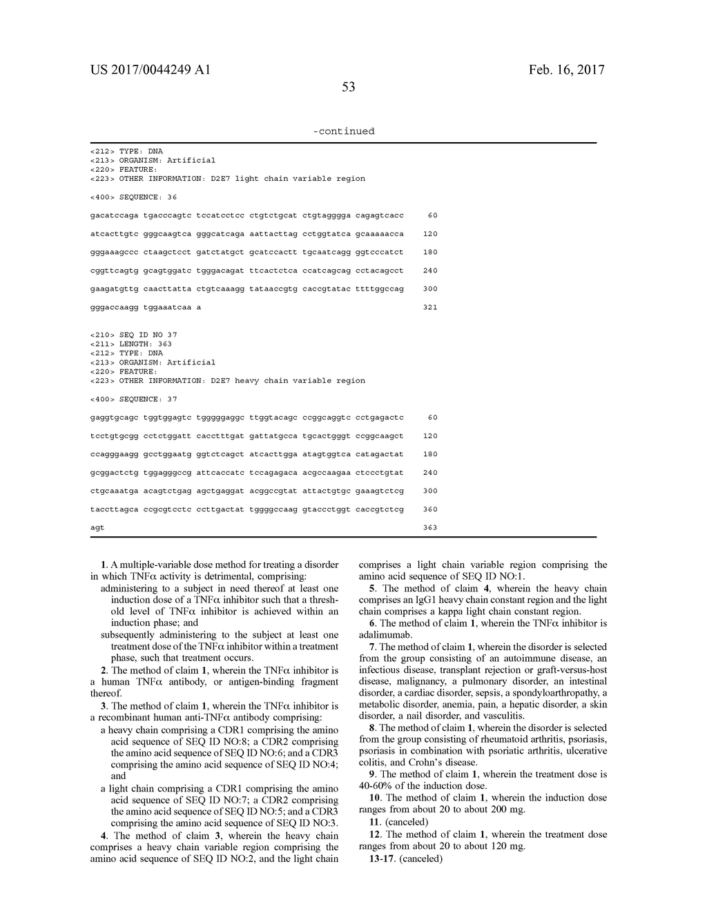 MULTIPLE-VARIABLE DOSE REGIMEN FOR TREATING TNFalpha-RELATED DISORDERS - diagram, schematic, and image 65