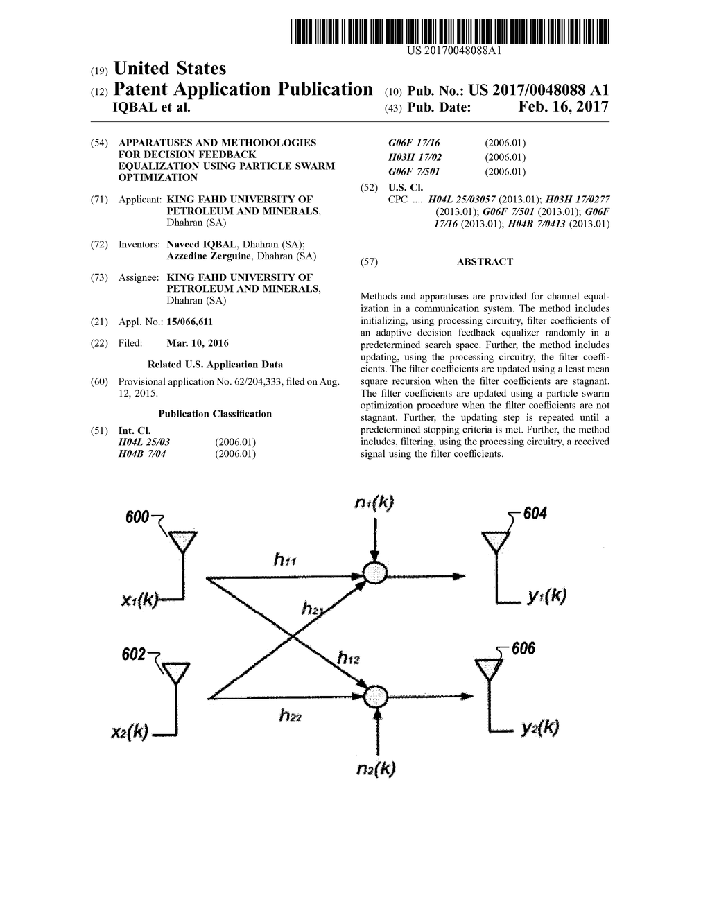 APPARATUSES AND METHODOLOGIES FOR DECISION FEEDBACK EQUALIZATION USING     PARTICLE SWARM OPTIMIZATION - diagram, schematic, and image 01