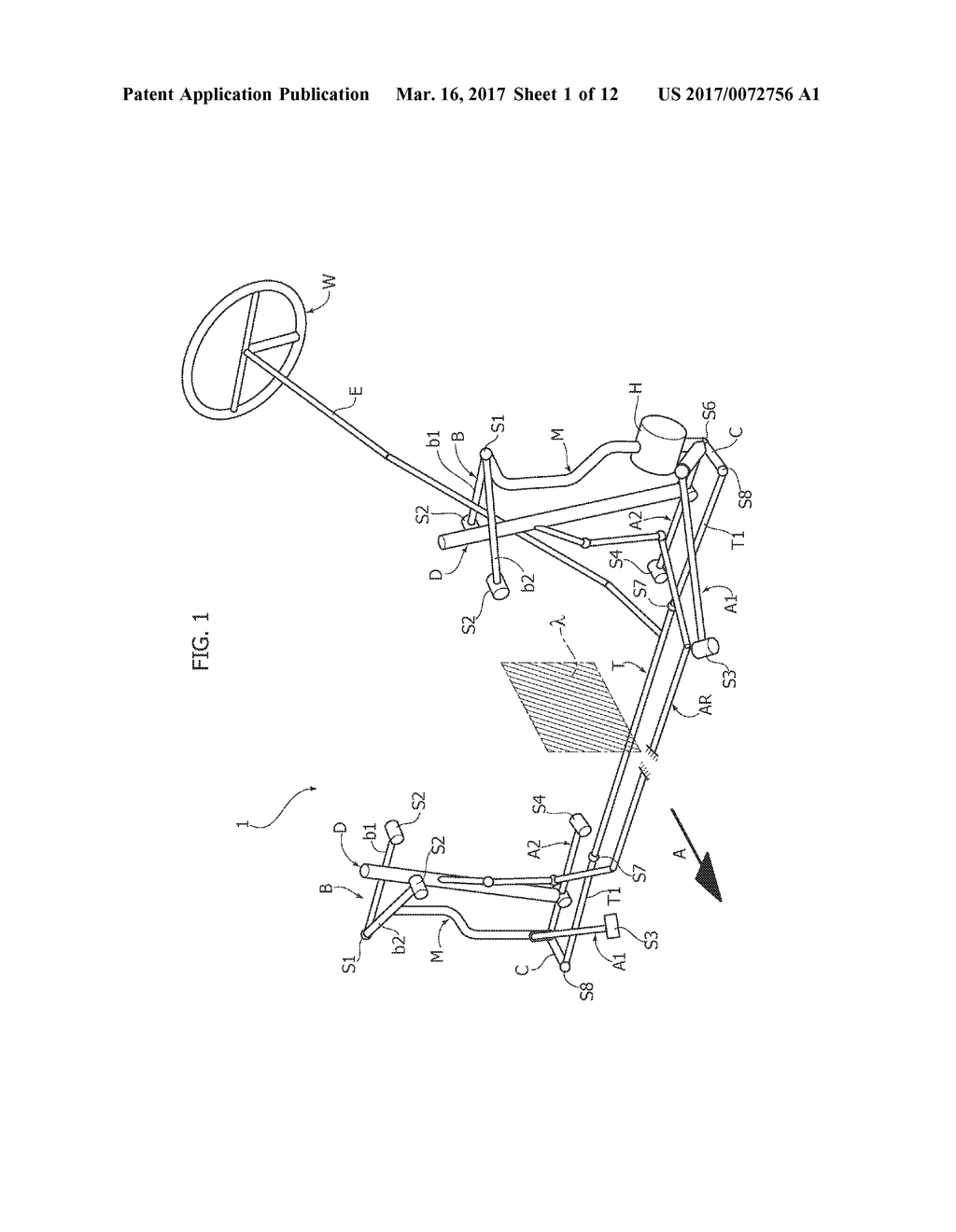 SUSPENSION FOR A STEERABLE WHEEL OF A MOTOR-VEHICLE WITH A SEMI-VIRTUAL     STEERING AXIS - diagram, schematic, and image 02
