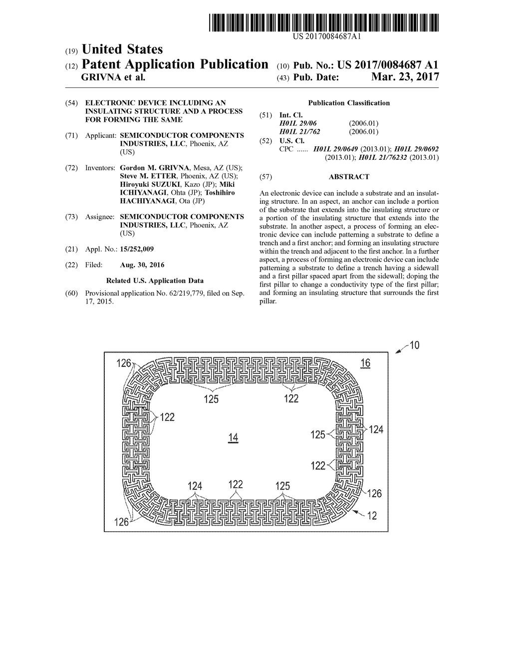 ELECTRONIC DEVICE INCLUDING AN INSULATING STRUCTURE AND A PROCESS FOR     FORMING THE SAME - diagram, schematic, and image 01