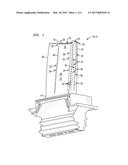 TURBINE AIRFOIL COOLING SYSTEM WITH LEADING EDGE IMPINGEMENT COOLING     SYSTEM TURBINE BLADE INVESTMENT CASTING USING FILM HOLE PROTRUSIONS FOR     INTEGRAL WALL THICKNESS CONTROL diagram and image