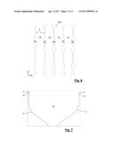 METHOD FOR OBTAINING ONE OR A NUMBER OF STRIPS OF A BAND MATERIAL AND A     CUTTING DIE FOR PUTTING THE METHOD INTO PRACTICE diagram and image