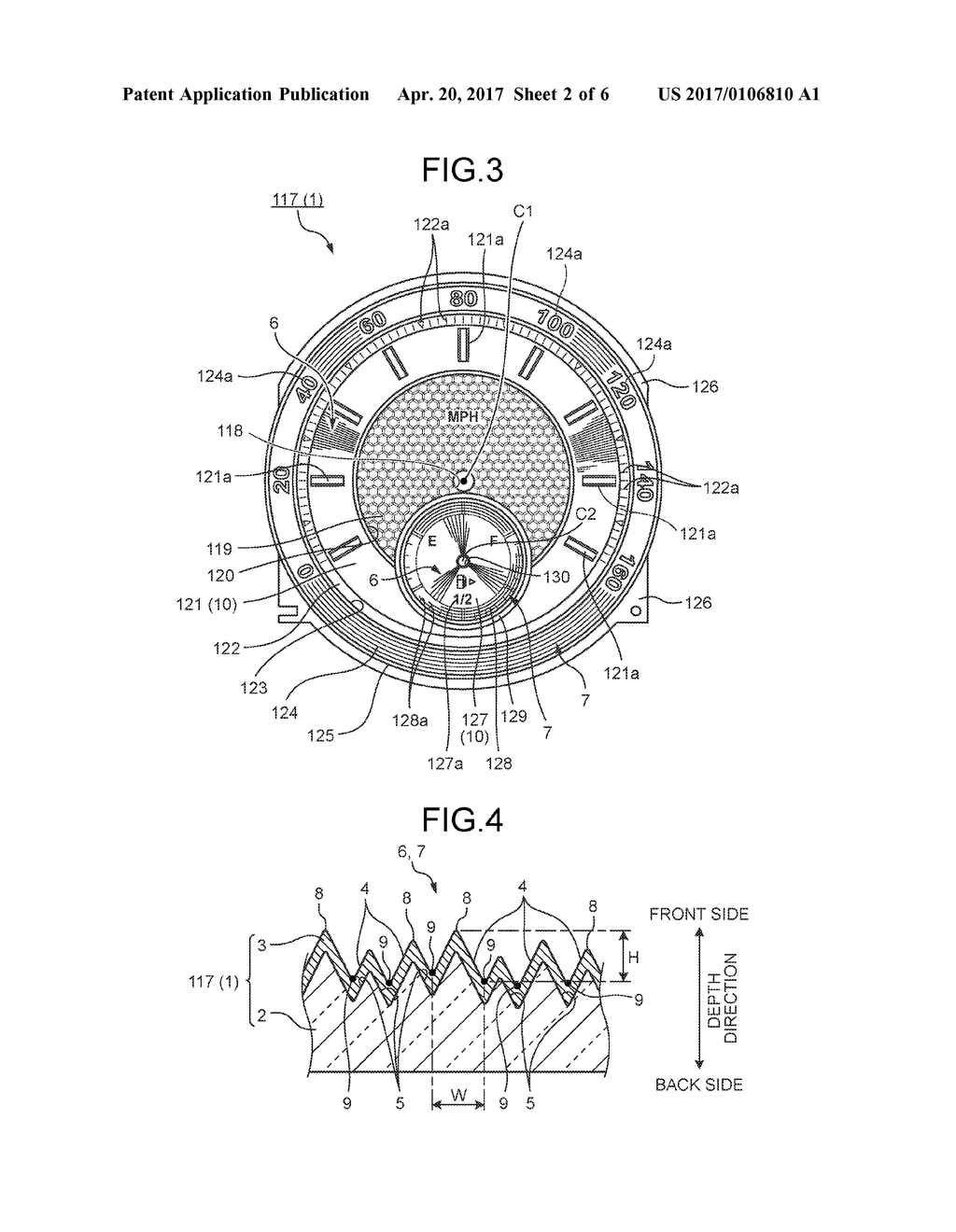 METALLIC DECORATIVE PART FOR VEHICLE DISPLAY DEVICE, AND VEHICLE DISPLAY     DEVICE - diagram, schematic, and image 03