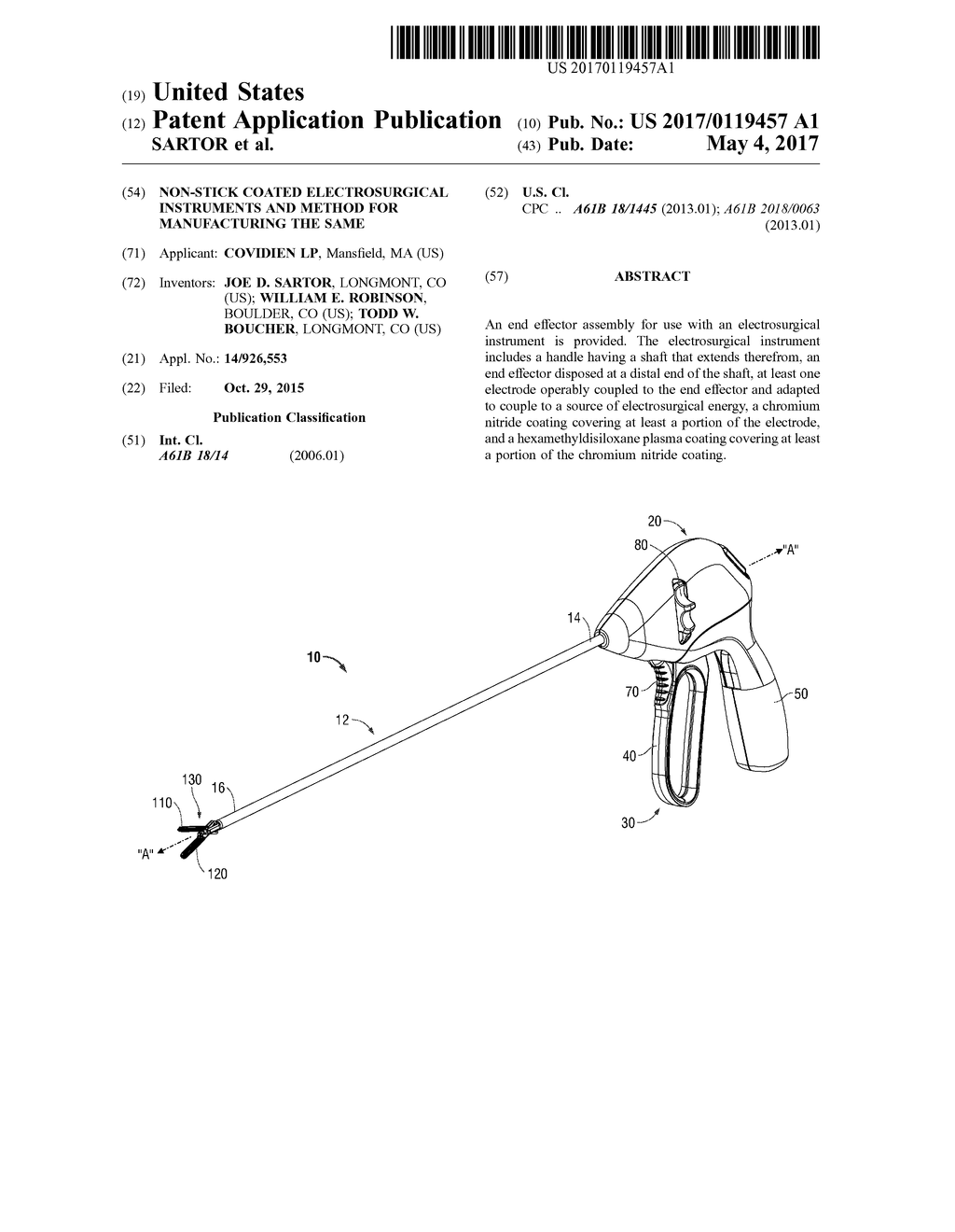 NON-STICK COATED ELECTROSURGICAL INSTRUMENTS AND METHOD FOR MANUFACTURING     THE SAME - diagram, schematic, and image 01