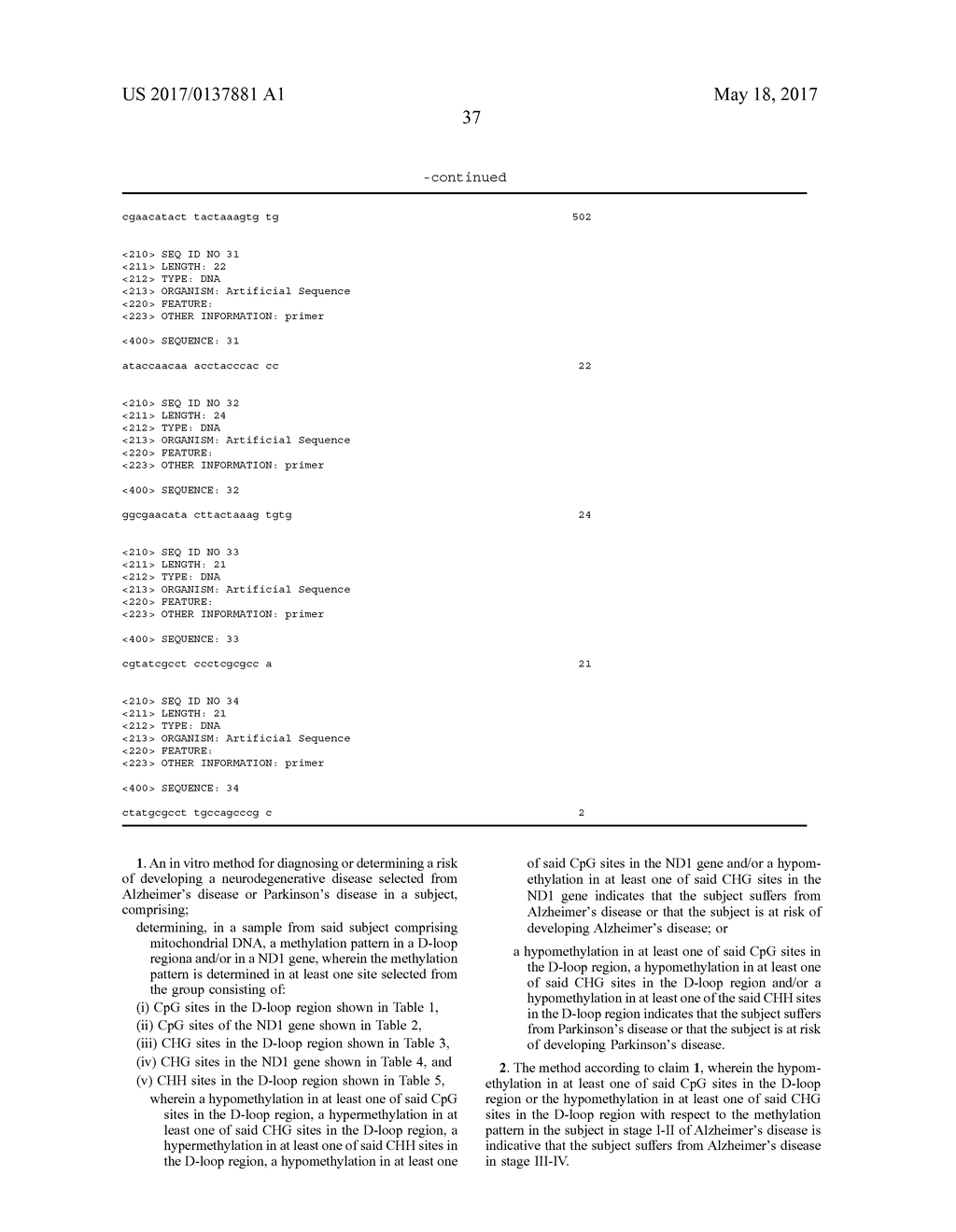 MITOCHONDRIAL MARKERS OF NEURODEGENERATIVE DISEASES - diagram, schematic, and image 49