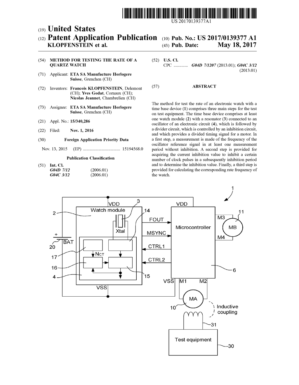 METHOD FOR TESTING THE RATE OF A QUARTZ WATCH - diagram, schematic, and image 01