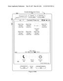 DEVICE, METHOD, AND GRAPHICAL USER INTERFACE FOR PERFORMING A GESTURE IN     AN AREA TO REPLACE A DISPLAY OF APPLICATION LAUNCH ICONS IN THE AREA WITH     A DISPLAY OF INFORMATION CUSTOMIZED TO A USER WHILE MAINTAINING A DISPLAY     OF APPLICATION LAUNCH ICONS IN A DIFFERENT AREA diagram and image