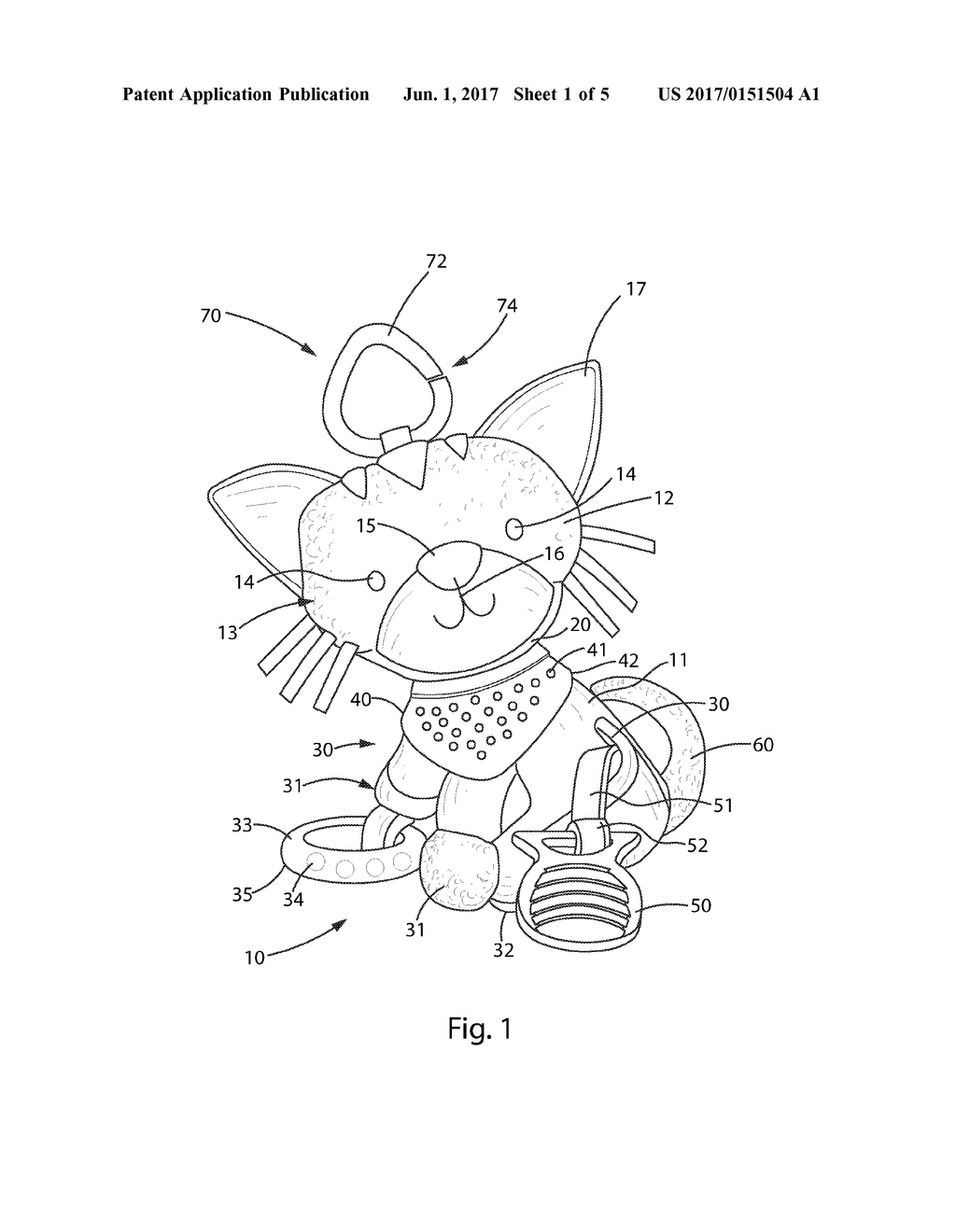 PLUSH STUFFED ANIMAL WITH REMOVABLE RIGID TEETHING BANDANA - diagram, schematic, and image 02