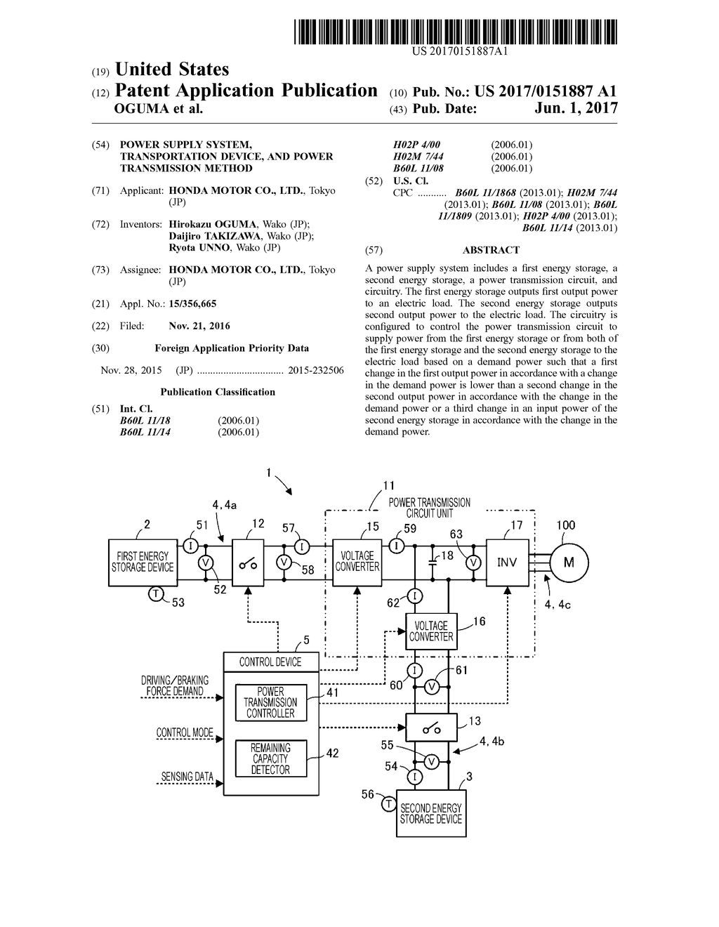 POWER SUPPLY SYSTEM, TRANSPORTATION DEVICE, AND POWER TRANSMISSION METHOD - diagram, schematic, and image 01