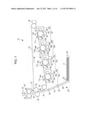 TRANSFER DEVICE APPLYING A VOLTAGE FOR TRANSFERING A TONER IMAGE TO A     MEMBER DISPOSED OPPOSITE A TRANSFER MEMBER WITH AN IMAGE CARRIER     THEREBETWEEN diagram and image